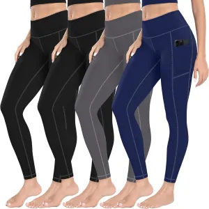 MIRITY High Waist Yoga Leggings with Pockets for Women - Buttery Soft Workout Stretchy Yoga Pants Pack of 4