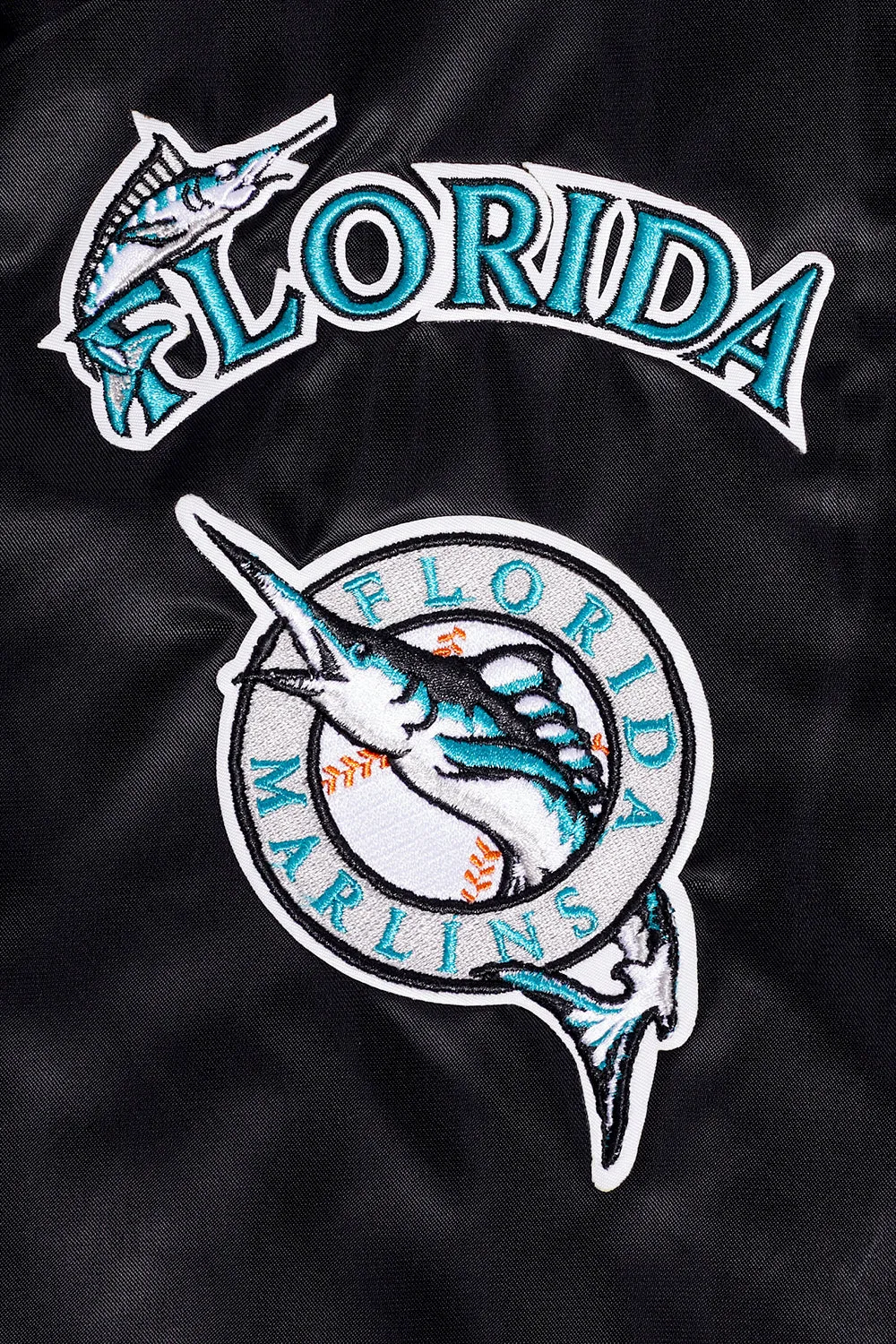 MLB FLORIDA MARLINS RETRO CLASSIC MEN'S RIB SATIN JACKET (BLACK)