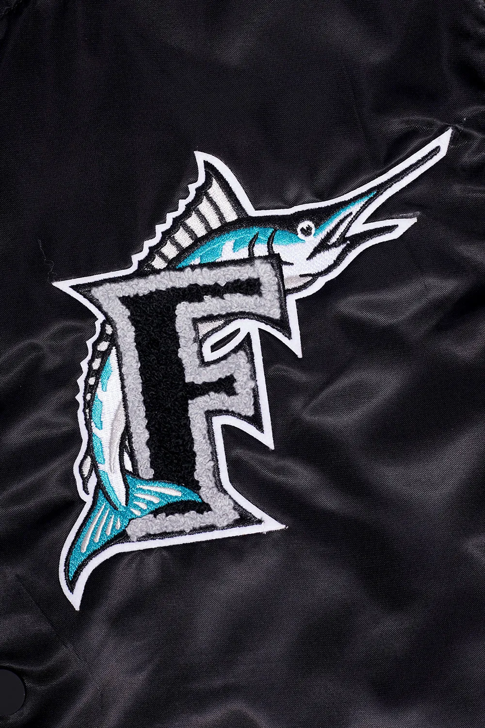 MLB FLORIDA MARLINS RETRO CLASSIC MEN'S RIB SATIN JACKET (BLACK)