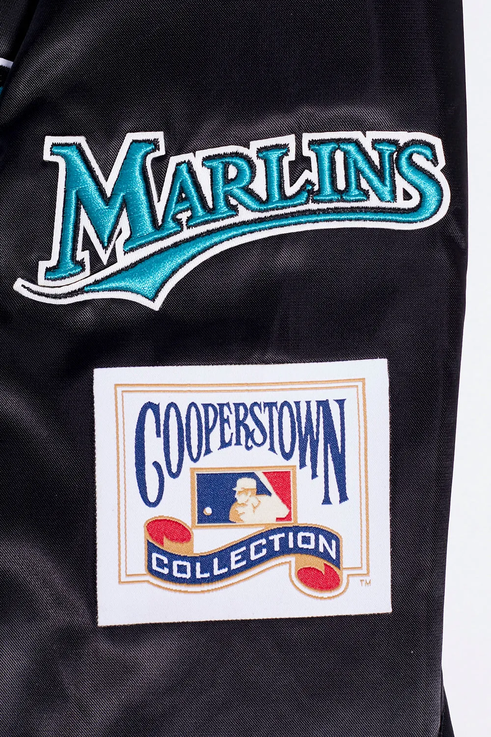 MLB FLORIDA MARLINS RETRO CLASSIC MEN'S RIB SATIN JACKET (BLACK)
