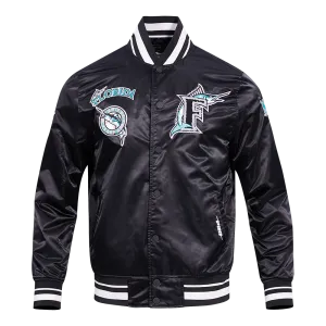 MLB FLORIDA MARLINS RETRO CLASSIC MEN'S RIB SATIN JACKET (BLACK)