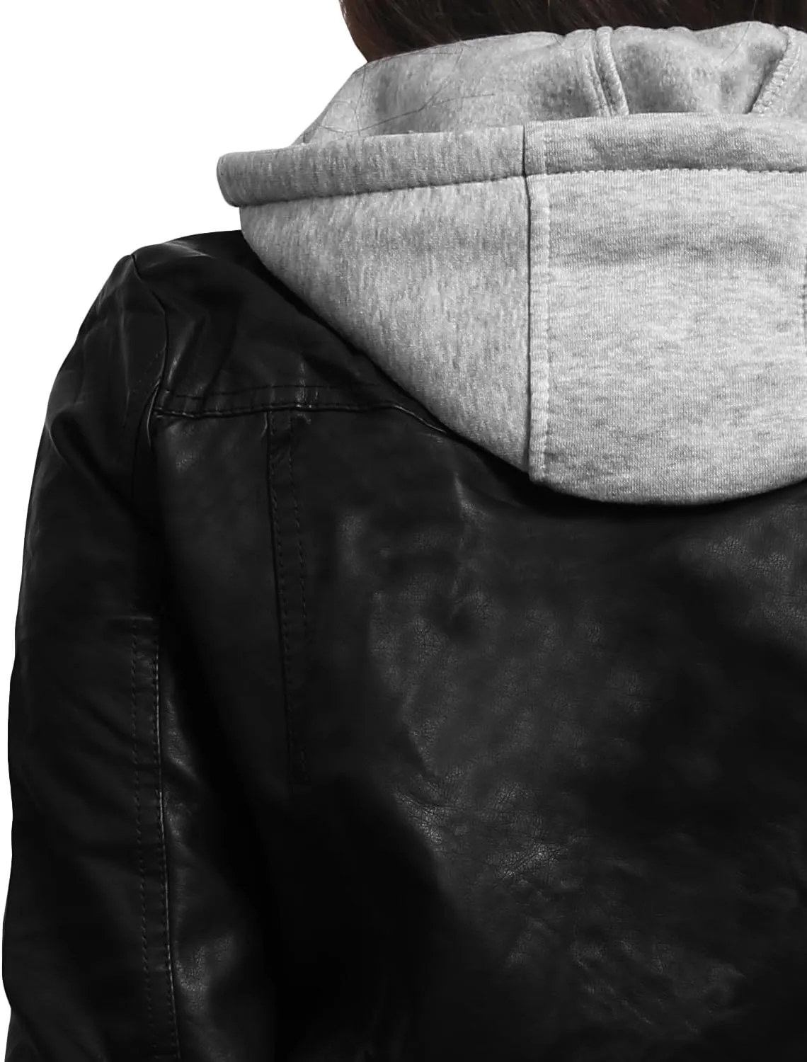 NE PEOPLE Women's Premium Fitted faux leather Zip Up Moto Jacket