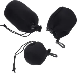 Neoprene Camera Lens Pouch Set 3pcs Drawstring Closure Slr Lens Protector Bag