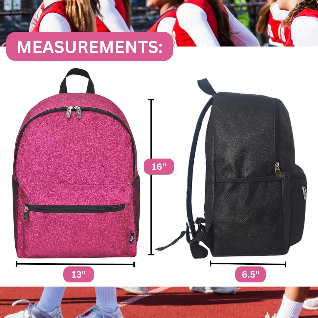 NGIL Large Glitter Cheer Backpack for Competitions, Dance, and Practice  Cheerleading Bag with Accessories Storage, Sparkle Bookbag for Cheerleaders, Coaches, and Competition Gear (Glitter-Hot Pink)