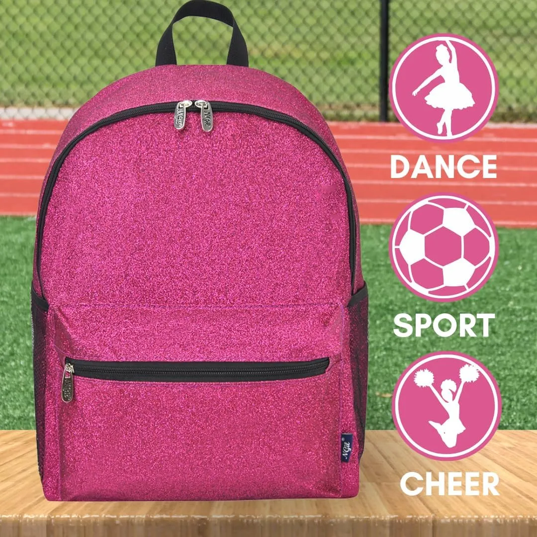 NGIL Large Glitter Cheer Backpack for Competitions, Dance, and Practice  Cheerleading Bag with Accessories Storage, Sparkle Bookbag for Cheerleaders, Coaches, and Competition Gear (Glitter-Hot Pink)