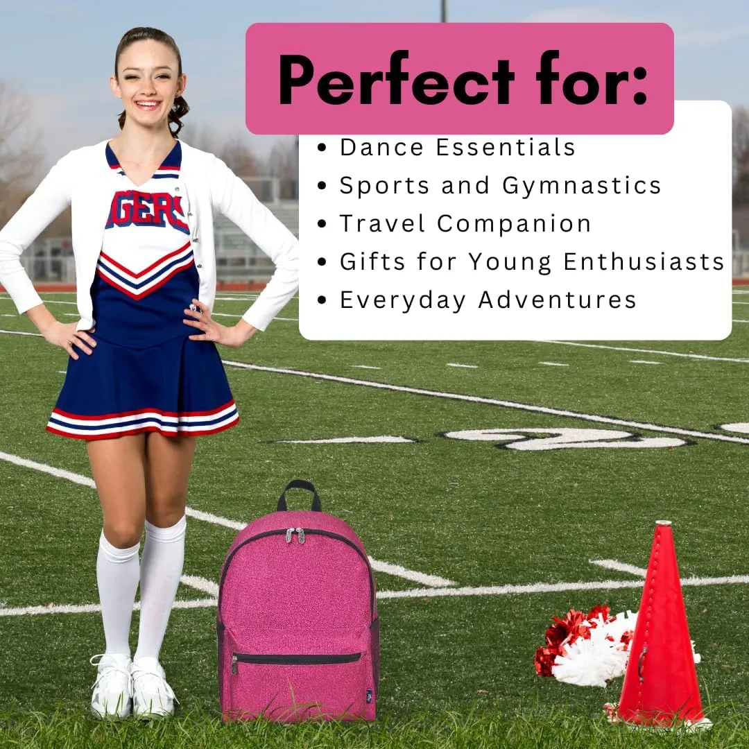 NGIL Large Glitter Cheer Backpack for Competitions, Dance, and Practice  Cheerleading Bag with Accessories Storage, Sparkle Bookbag for Cheerleaders, Coaches, and Competition Gear (Glitter-Hot Pink)