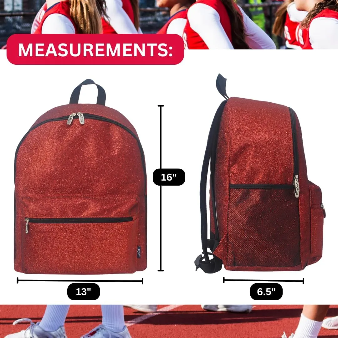 NGIL Large Glitter Cheer Backpack for Competitions, Dance, and Practice  Cheerleading Bag with Accessories Storage, Sparkle Bookbag for Cheerleaders, Coaches, and Competition Gear (Glitter-Red)
