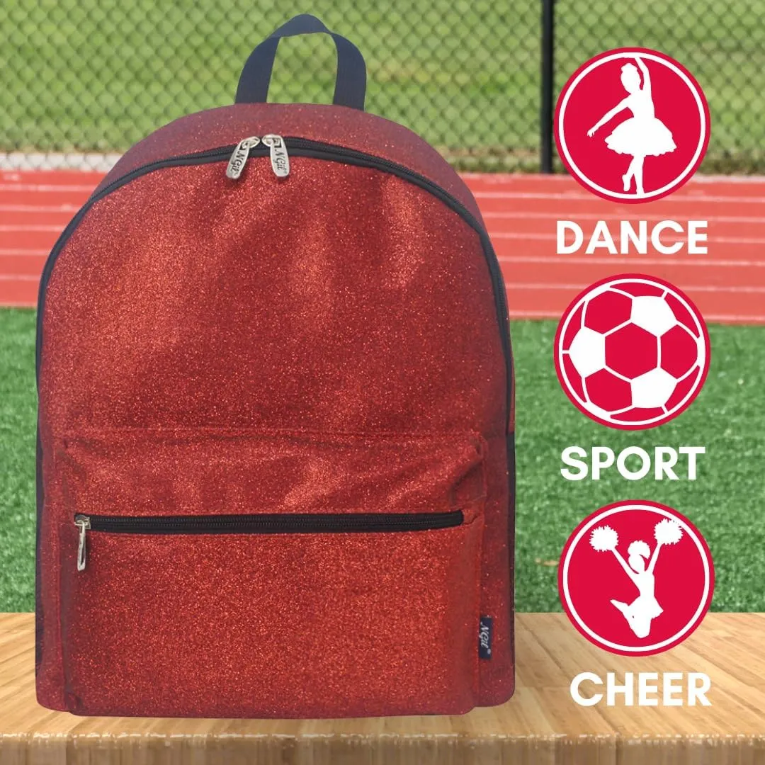 NGIL Large Glitter Cheer Backpack for Competitions, Dance, and Practice  Cheerleading Bag with Accessories Storage, Sparkle Bookbag for Cheerleaders, Coaches, and Competition Gear (Glitter-Red)