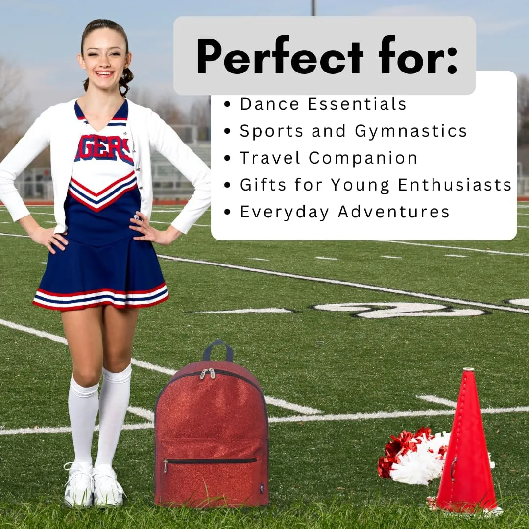 NGIL Large Glitter Cheer Backpack for Competitions, Dance, and Practice  Cheerleading Bag with Accessories Storage, Sparkle Bookbag for Cheerleaders, Coaches, and Competition Gear (Glitter-Red)