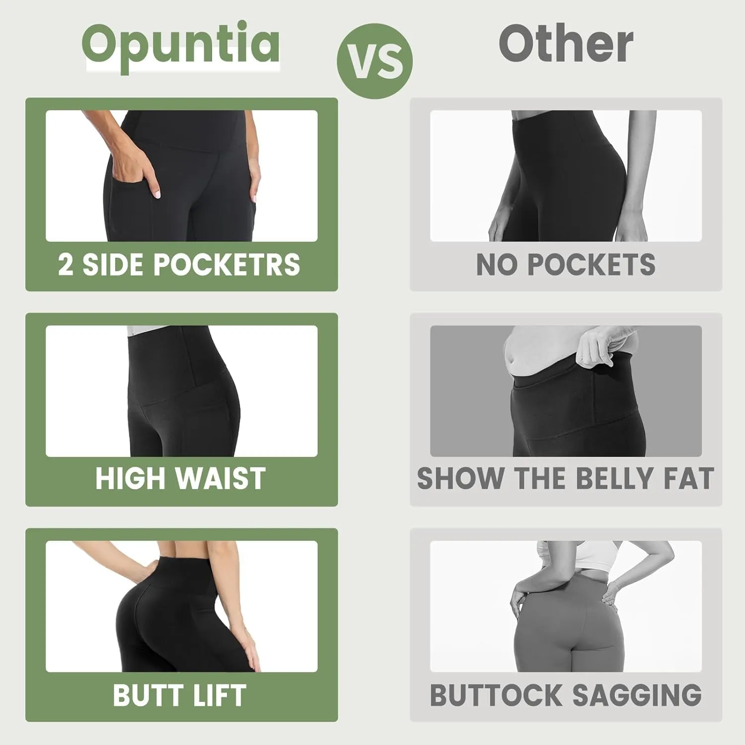 Opuntia 5 Pack Leggings for Women - High Waisted Tummy Control Soft Black Yoga Pants for Workout Athletic Gym Running