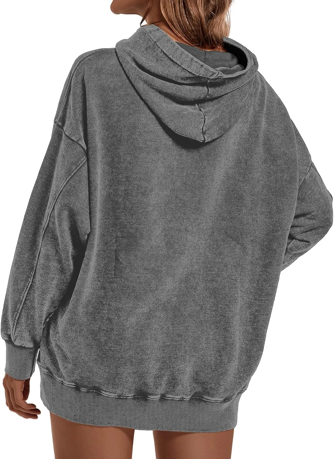Oversized Vintage Hoodie for Women Cotton Loose Fit Baggy Hooded Sweatshirt Trendy Basic Acid Wash Pullover Top