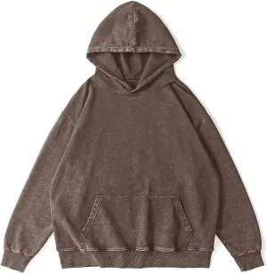 Oversized Vintage Hoodie for Women Cotton Loose Fit Baggy Hooded Sweatshirt Trendy Basic Acid Wash Pullover Top