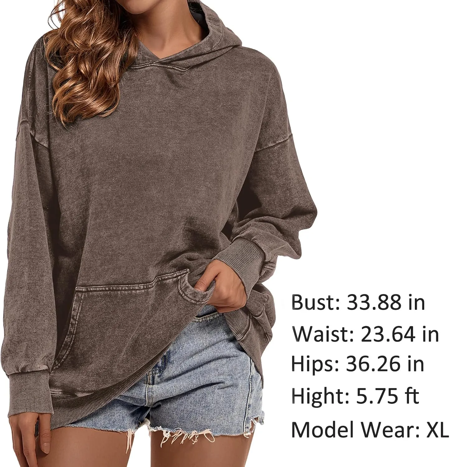 Oversized Vintage Hoodie for Women Cotton Loose Fit Baggy Hooded Sweatshirt Trendy Basic Acid Wash Pullover Top