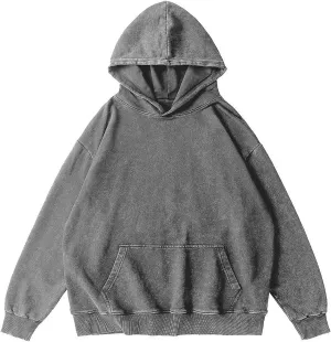 Oversized Vintage Hoodie for Women Cotton Loose Fit Baggy Hooded Sweatshirt Trendy Basic Acid Wash Pullover Top