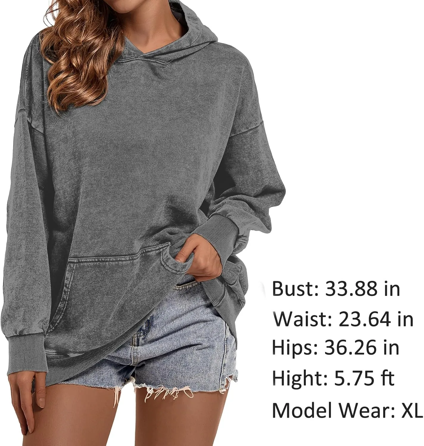 Oversized Vintage Hoodie for Women Cotton Loose Fit Baggy Hooded Sweatshirt Trendy Basic Acid Wash Pullover Top