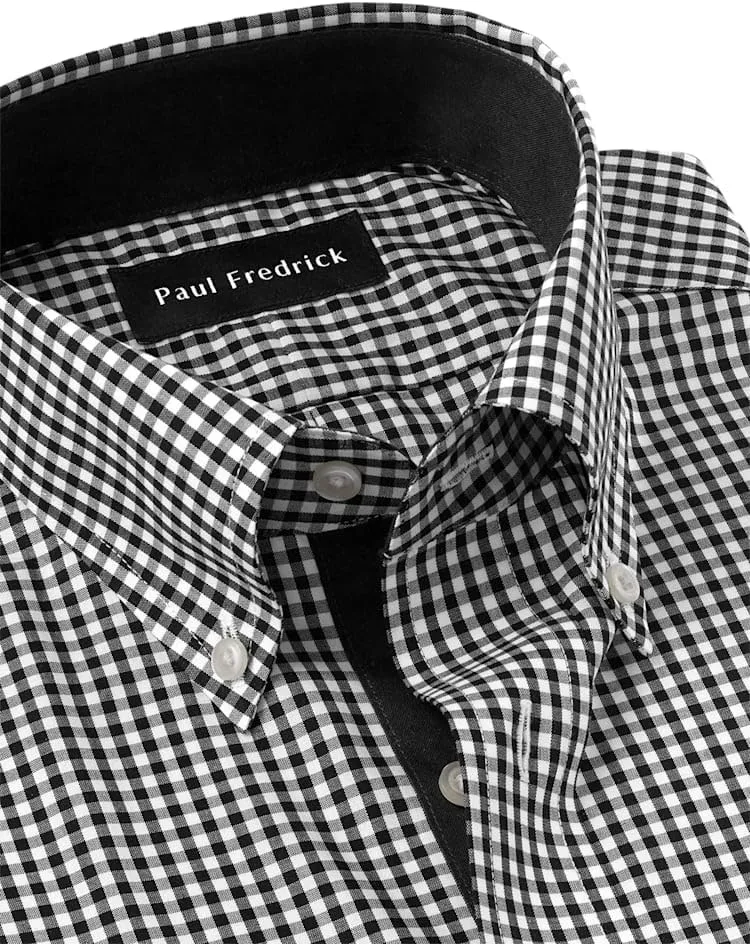 Paul Fredrick Men's Slim Fit Non-Iron Cotton Check Dress Shirt
