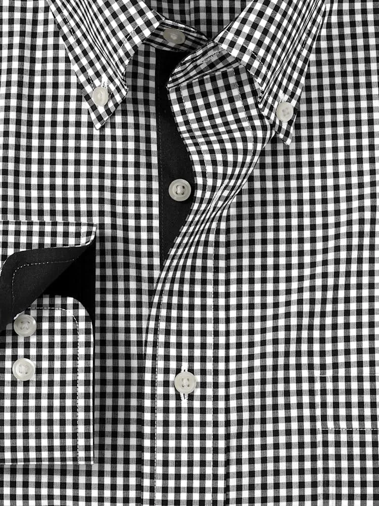 Paul Fredrick Men's Slim Fit Non-Iron Cotton Check Dress Shirt