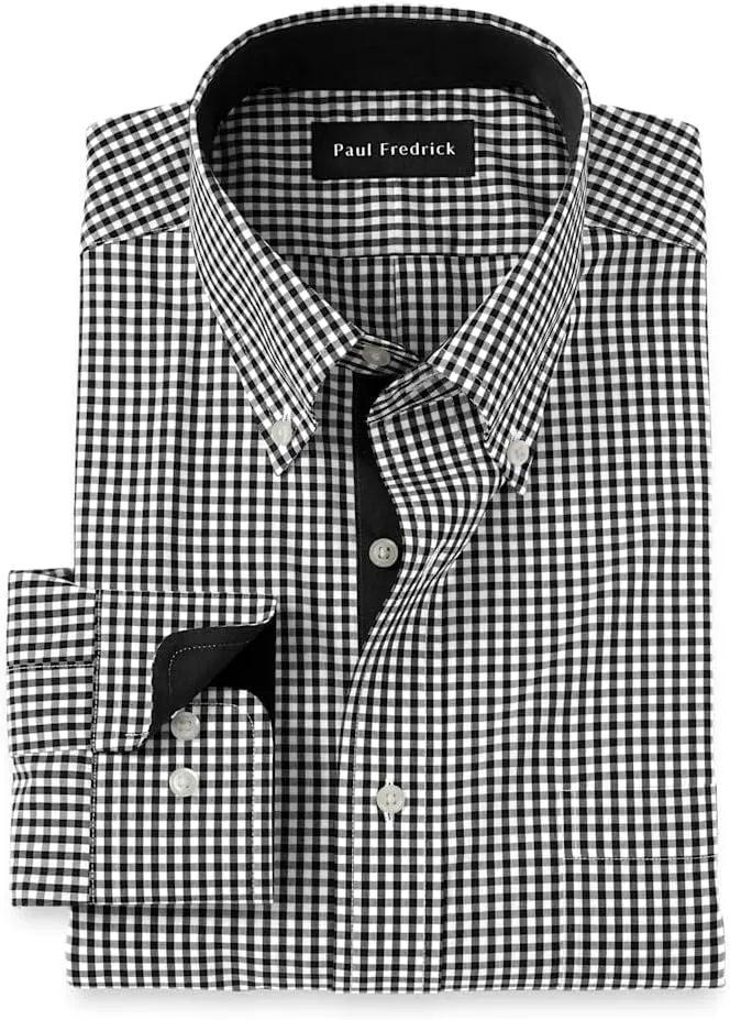 Paul Fredrick Men's Slim Fit Non-Iron Cotton Check Dress Shirt
