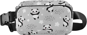 Personalized Cute Panda Grey Women Fanny Packs Fashion Hip Pack Belt Bag Waterproof Waist Pouches for Men