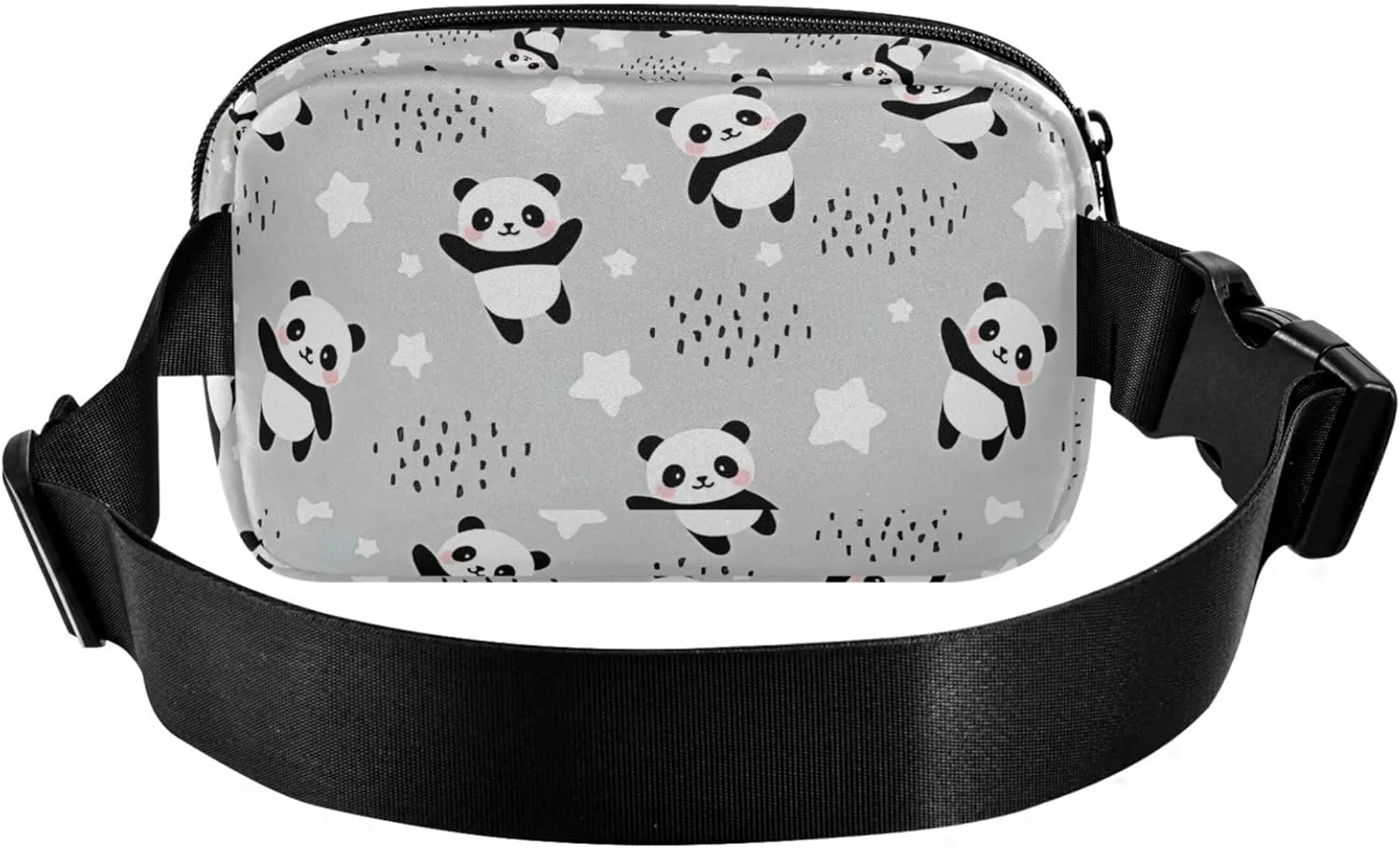 Personalized Cute Panda Grey Women Fanny Packs Fashion Hip Pack Belt Bag Waterproof Waist Pouches for Men