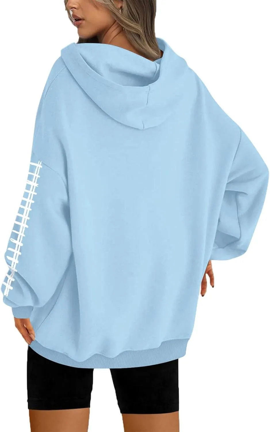 PETYCZEN Hoodies for Women Funny Football Graphic Oversized Sweatshirt Long Sleeve Game Day Rugby Drawstring Pullover Tops