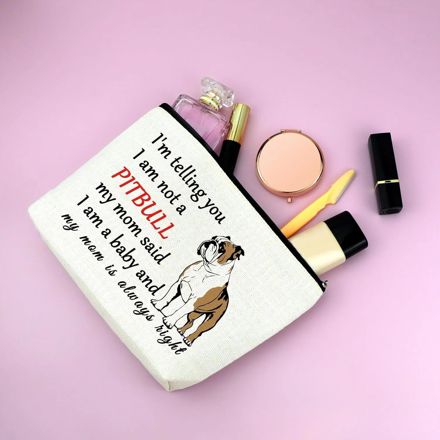 Pitbull Gifts for Pitbull Lovers Pitbull Dog Makeup Bag Pitbull Themed Gifts Pitbull Owner Gift Pitbull Dog Gifts for Women Cosmetic Bag Dog Owner Gift Birthday Christmas Gifts Travel Toiletry Bag