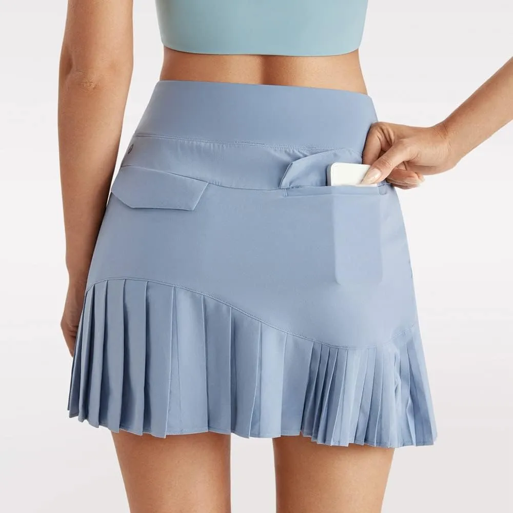 Pleated Tennis Skirts for Women with 6 Pockets High Waisted A Line Golf Skorts Mini Skirts