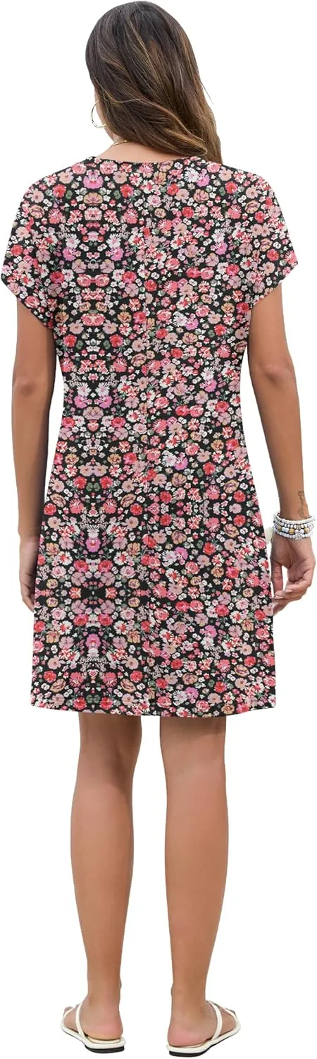 PLOKNRD Women's Casual Dress Summer Short Sleeve Crewneck Tshirt Shift Dress Outfits 2025
