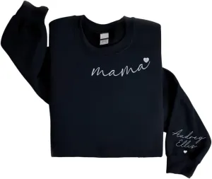Premium Custom Embroidered Hoodie, Oversized Crewneck Sweatshirts Women, Gifts Mama Mothers Day- Size S to 4XL
