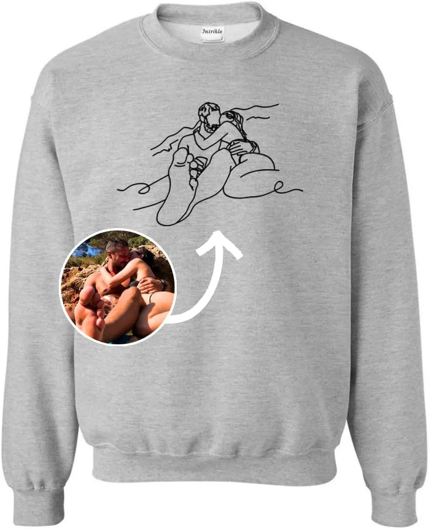 Premium Custom Photo Embroidered Hoodie, Oversized Sweatshirt Women, DIY Gift Memorial Picture Hoodie- Size S to 4XL
