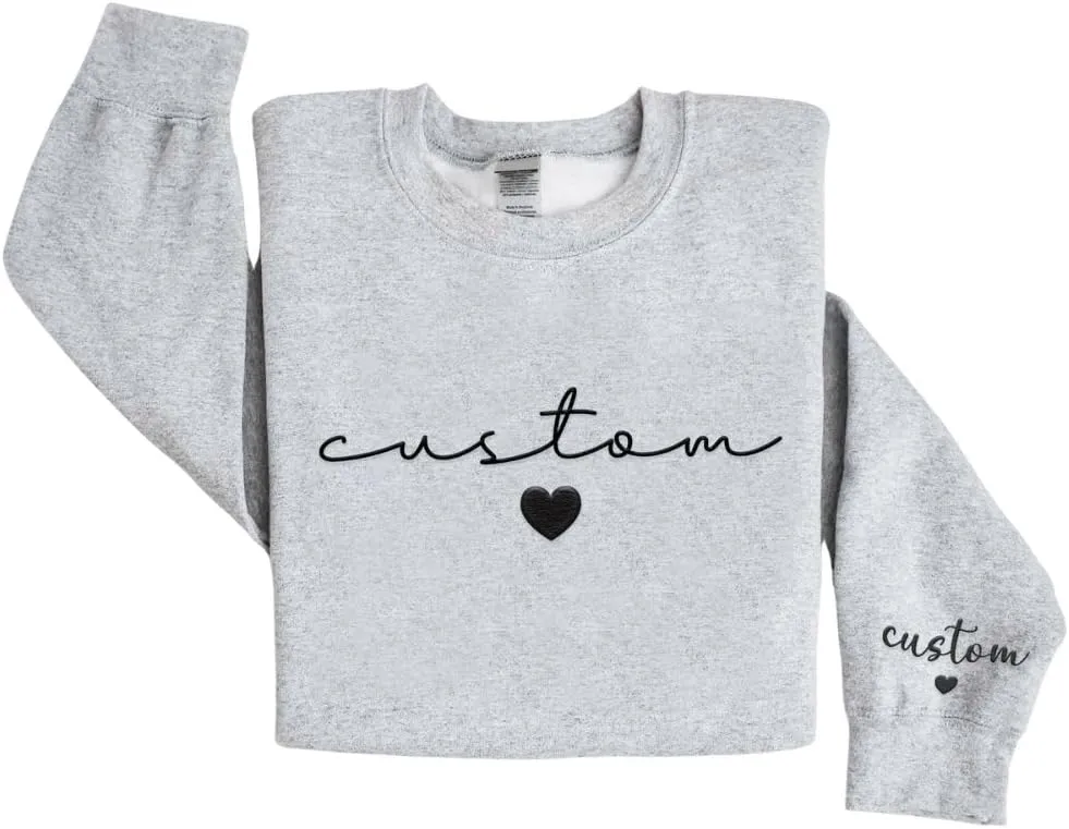 Premium Customized Custom Text Embroidered Sweatshirt, Oversized Crewneck Sweatshirts Women, Custom Hoodies, Personalized Gifts For Women, Mothers Day- Size S to 4XL