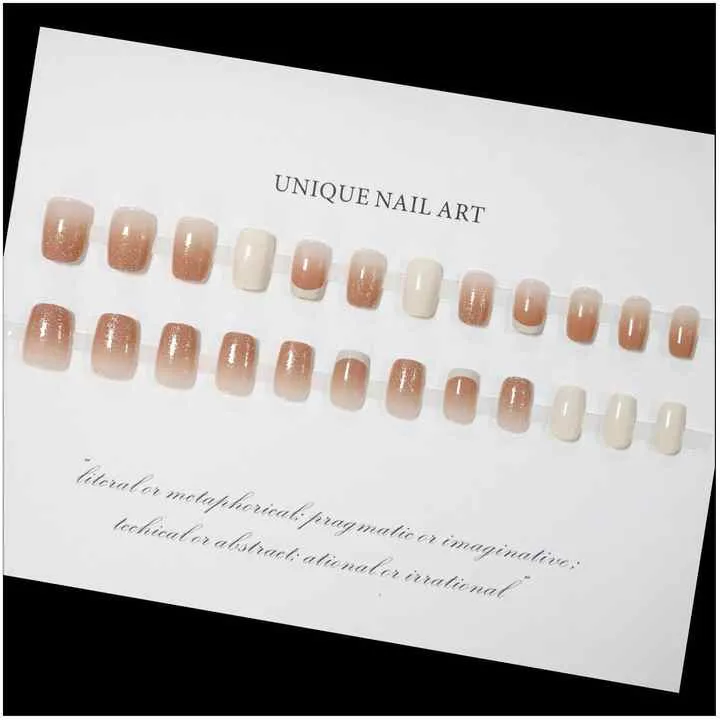 Press on Nails Faux Ongle Court Naturel-أظافر صناعية صناعية