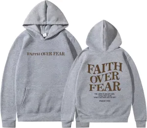 QYZ-Top Faith Over Fear Christian Hoodies Sweatshirt Womens Pullover Y2K Jesus Bible Verse Oversized Religious Sayings Tops