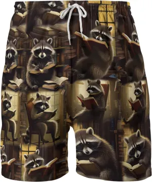 Raccoon Men's Quick Dry - Animal Lover Hawaiian Shorts for Men - Beach Shorts Swim Trunks Set 5 (TND-LN-1)