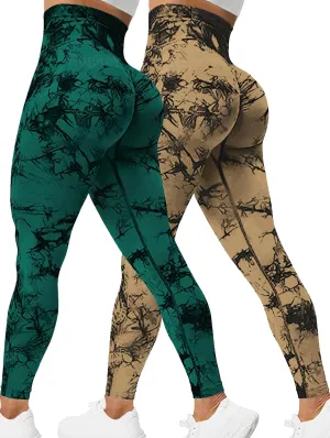 Rugkey Scrunch Butt Lift Leggings for Women Tie Dye High Waist Seamless Workout Yoga Pants Ruched Booty Compression Tights