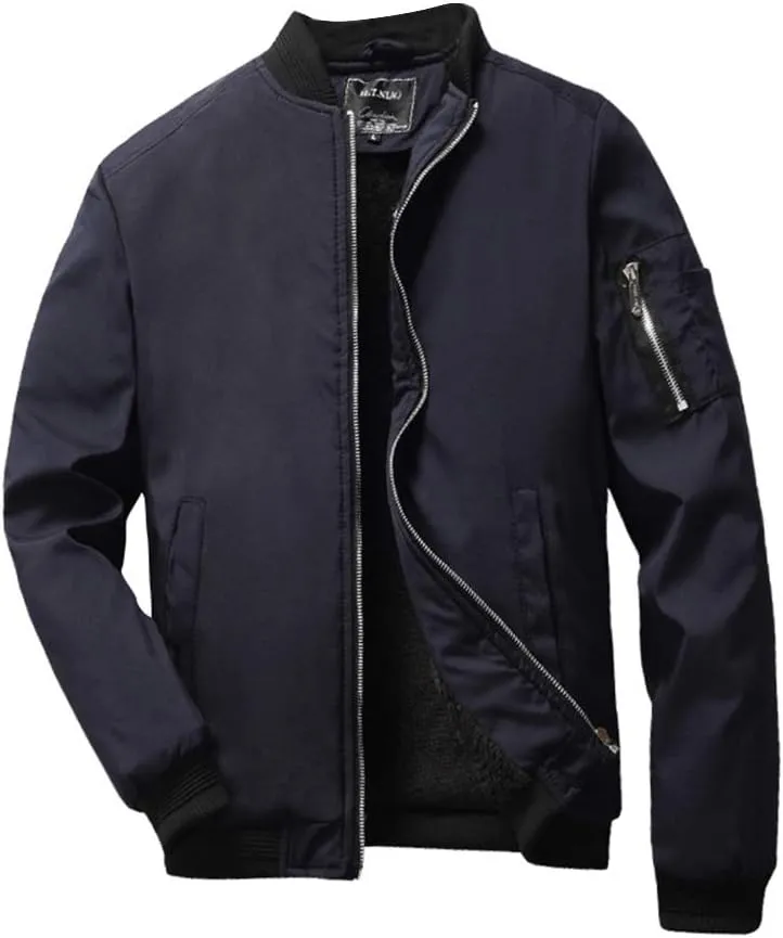 sandbank Mens Slim Fit Sportswear Flight Bomber Jacket Softshell Casual CoatThick Style