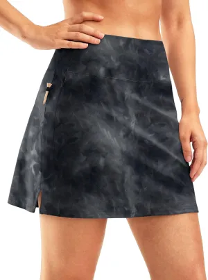 SANTINY 16" Golf Skorts Skirts for Women Zipper Pockets Women's High Waisted Tennis Skirt Athletic Skort