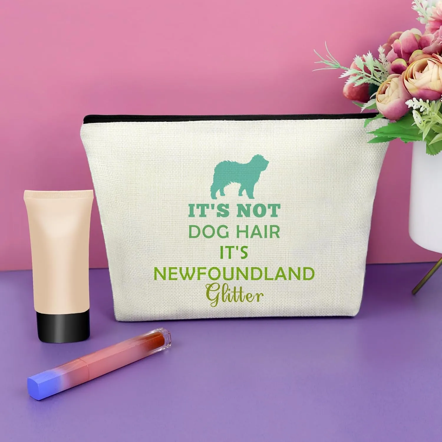 Sazuwu Newfoundland Dog Accessories Travel Makeup Bags Cosmetic Organizer Bag Newfoundland Lover Gifts Dog Owner Mom Gifts for Women Funny Mother's Day Christmas Birthday Present