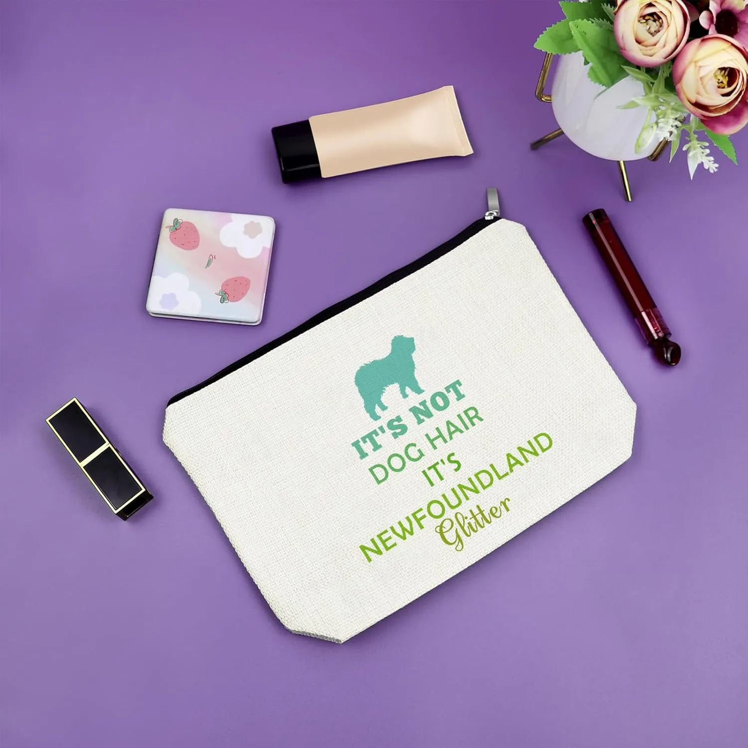 Sazuwu Newfoundland Dog Accessories Travel Makeup Bags Cosmetic Organizer Bag Newfoundland Lover Gifts Dog Owner Mom Gifts for Women Funny Mother's Day Christmas Birthday Present