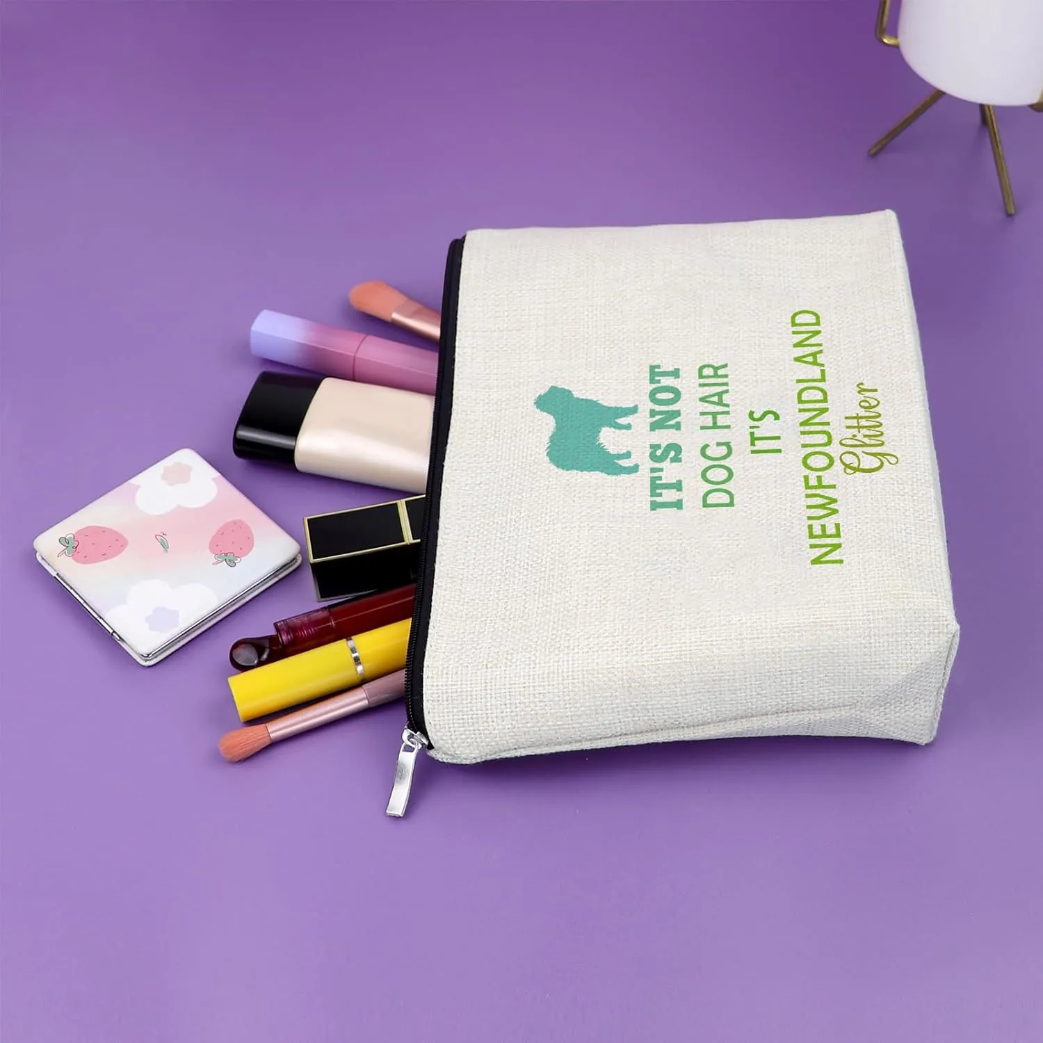 Sazuwu Newfoundland Dog Accessories Travel Makeup Bags Cosmetic Organizer Bag Newfoundland Lover Gifts Dog Owner Mom Gifts for Women Funny Mother's Day Christmas Birthday Present