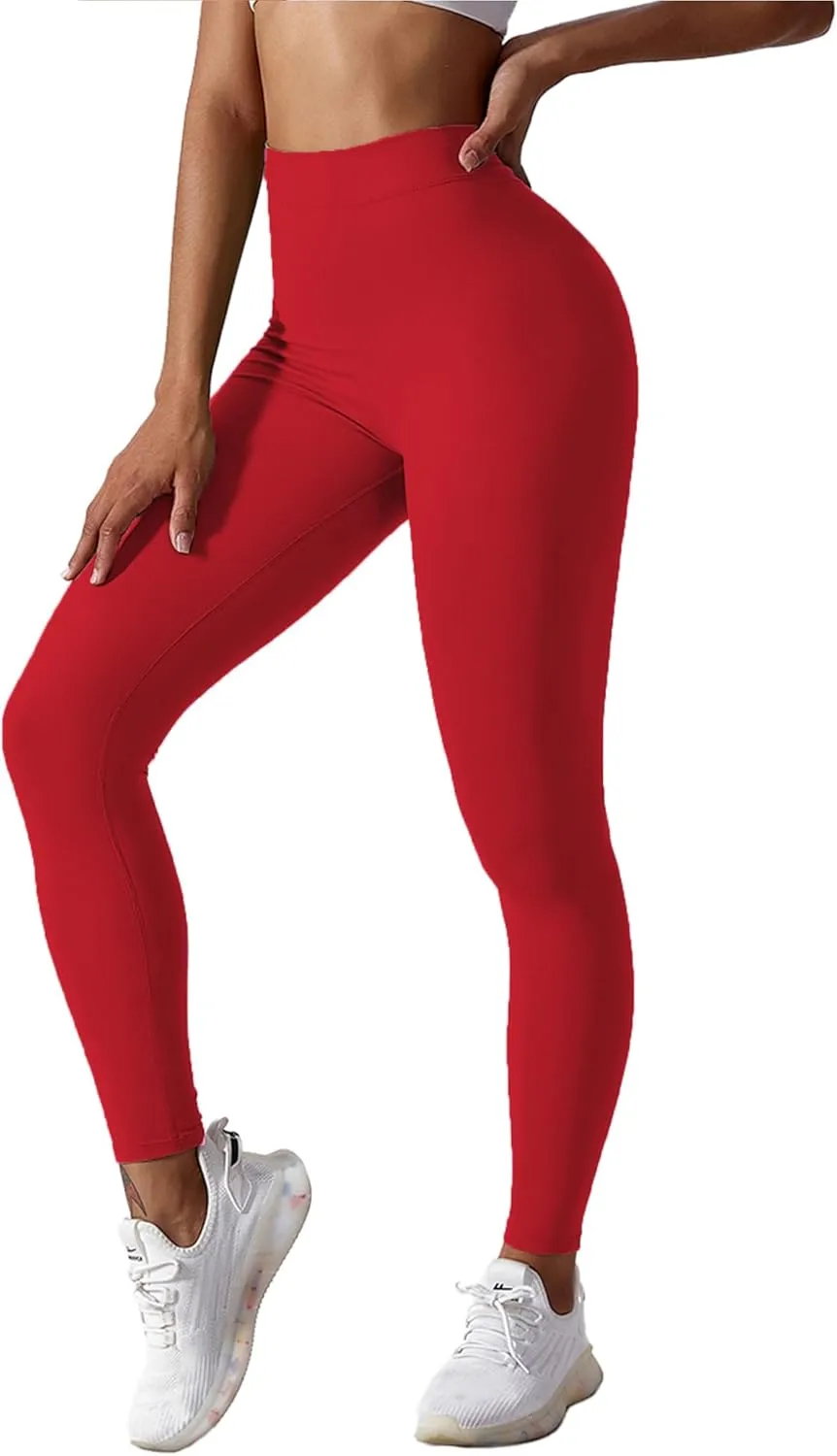 Scrunch Butt Lifting V Back Leggings for Women with Pockets Buttery Soft High Waist Booty Workout Yoga Pants