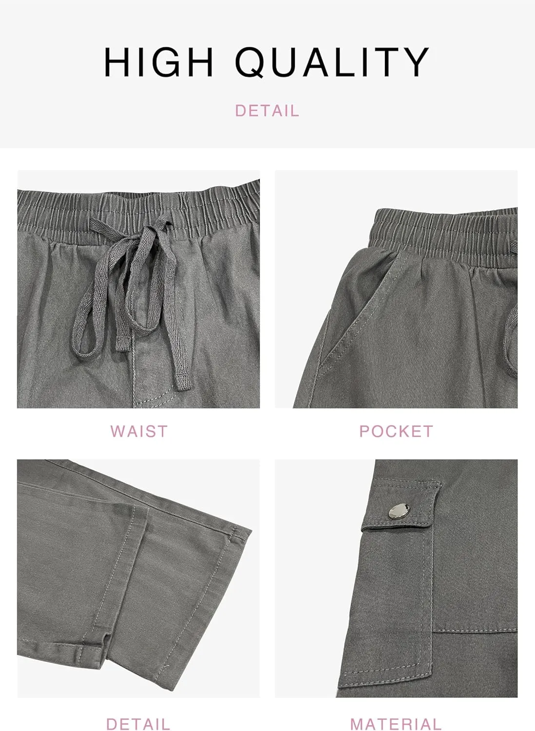SESERAGI Cargo Pants Women Work High Waisted Streetwear Carpenter Travel Womens Drawstring Hiking Pants