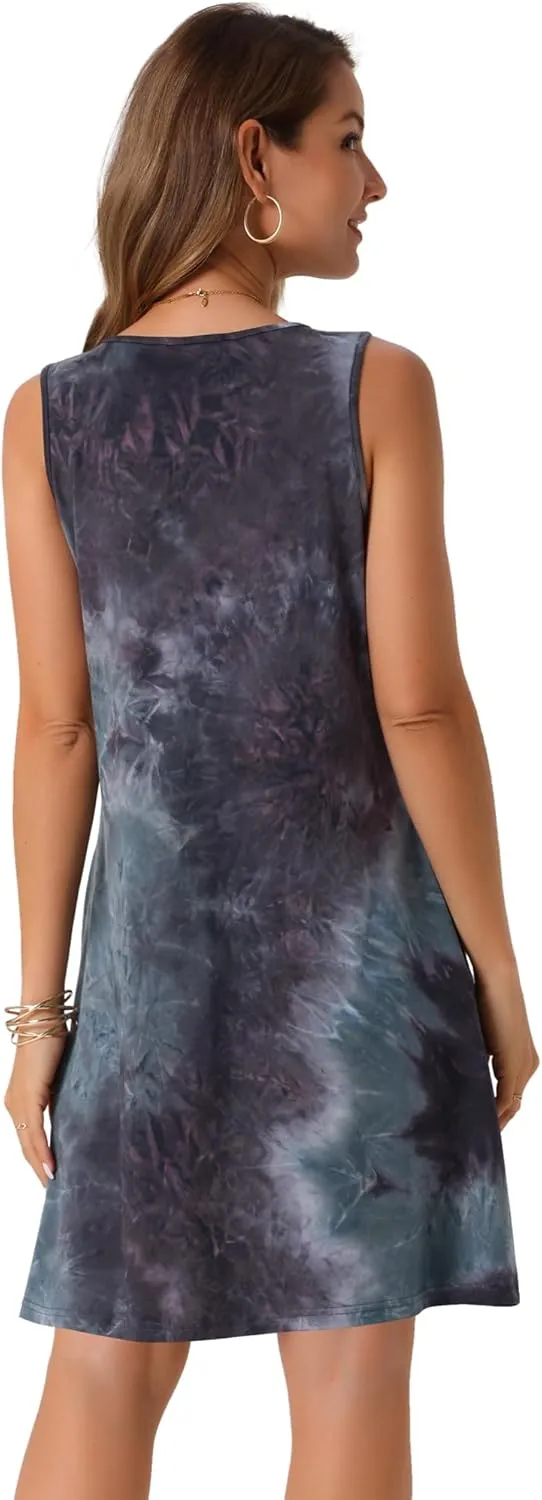 Seta T Women's Summer Dresses Tie Dye Tank Dress Beach Casual Sleeveless Loose Tshirt Sundress with Pockets