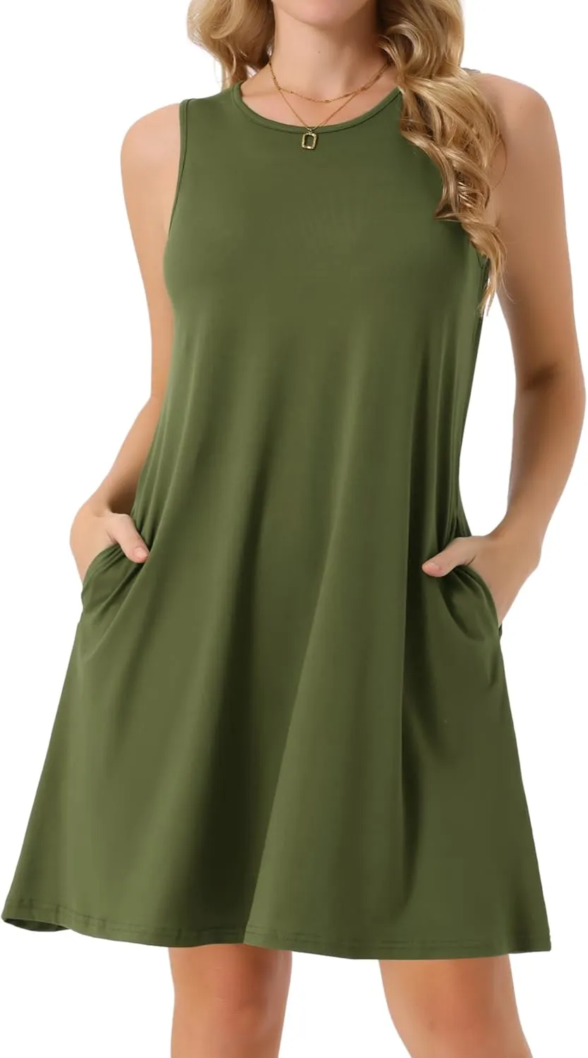 Seta T Women's Summer Dresses Tie Dye Tank Dress Beach Casual Sleeveless Loose Tshirt Sundress with Pockets