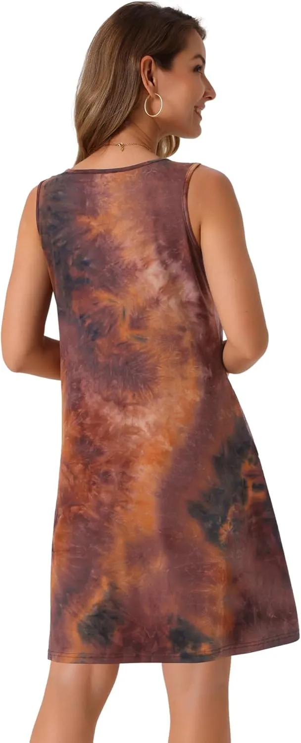 Seta T Women's Summer Dresses Tie Dye Tank Dress Beach Casual Sleeveless Loose Tshirt Sundress with Pockets