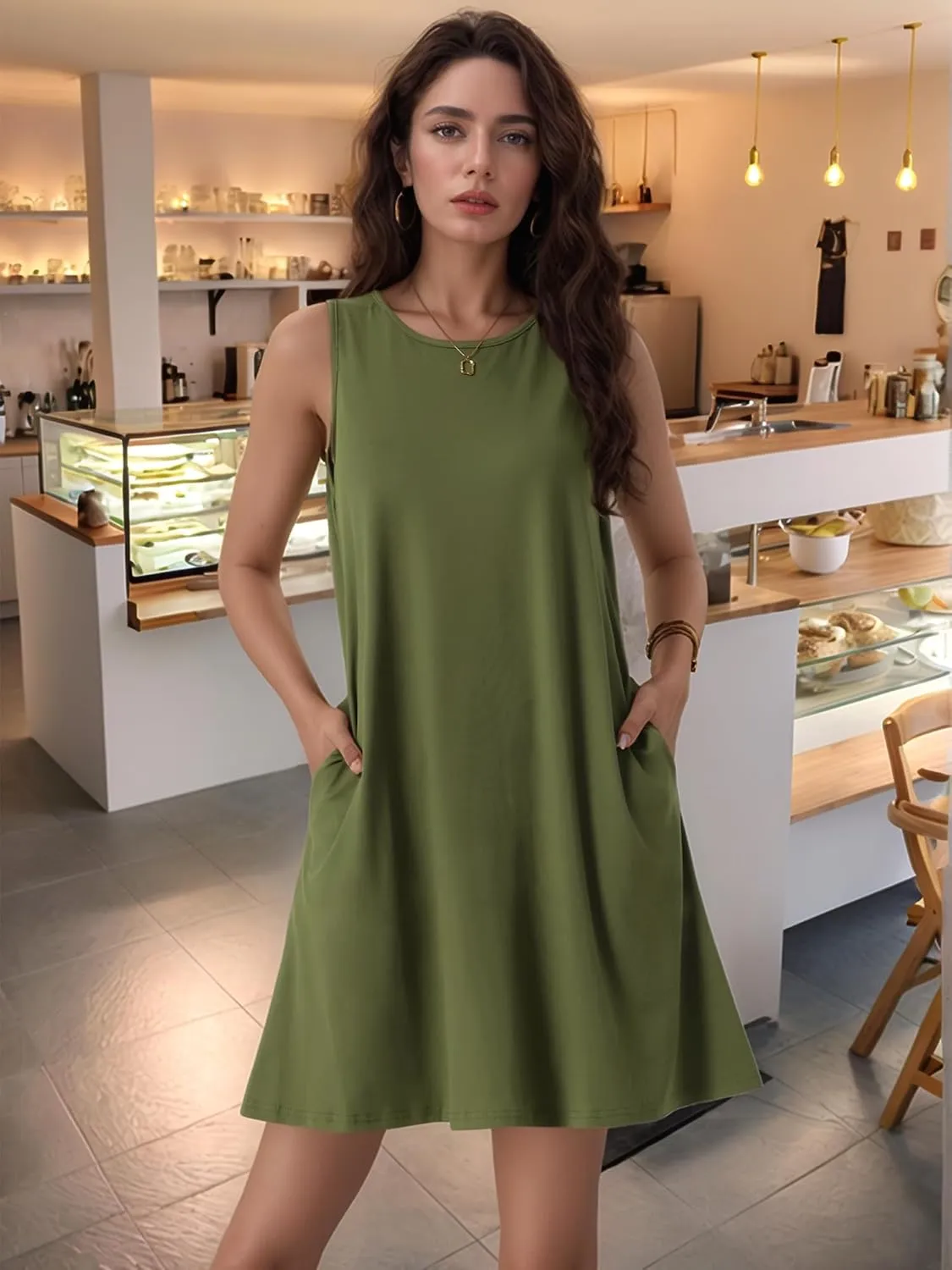 Seta T Women's Summer Dresses Tie Dye Tank Dress Beach Casual Sleeveless Loose Tshirt Sundress with Pockets