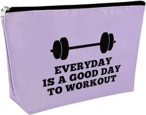 Sfodiary Workout Gift for Women Makeup Bag Weightlifting Fitness Gift Trainer Bodybuilding Dumbbell Cosmetic Bag Inspirational Christmas Birthday Presents for Sister Friends Athletic CoachPurple