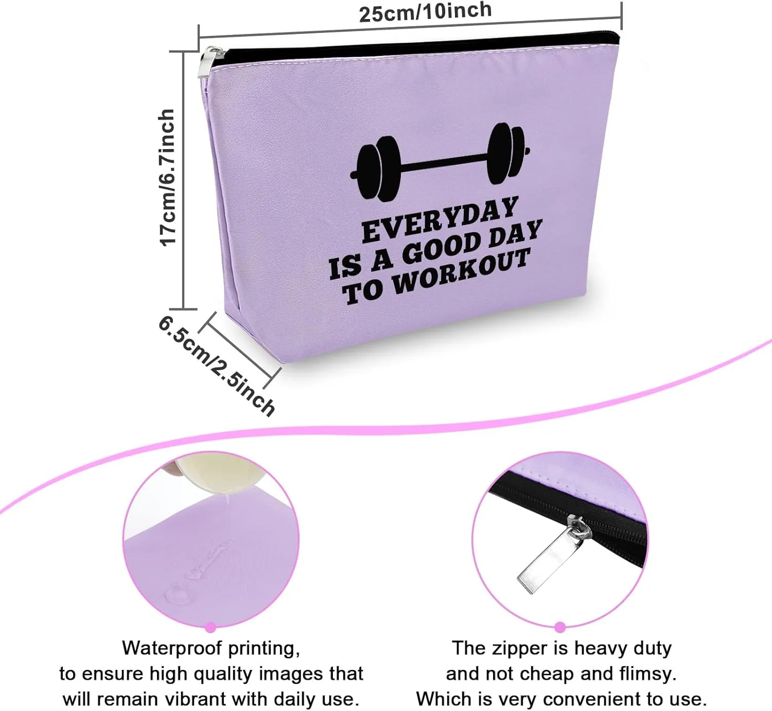 Sfodiary Workout Gift for Women Makeup Bag Weightlifting Fitness Gift Trainer Bodybuilding Dumbbell Cosmetic Bag Inspirational Christmas Birthday Presents for Sister Friends Athletic CoachPurple