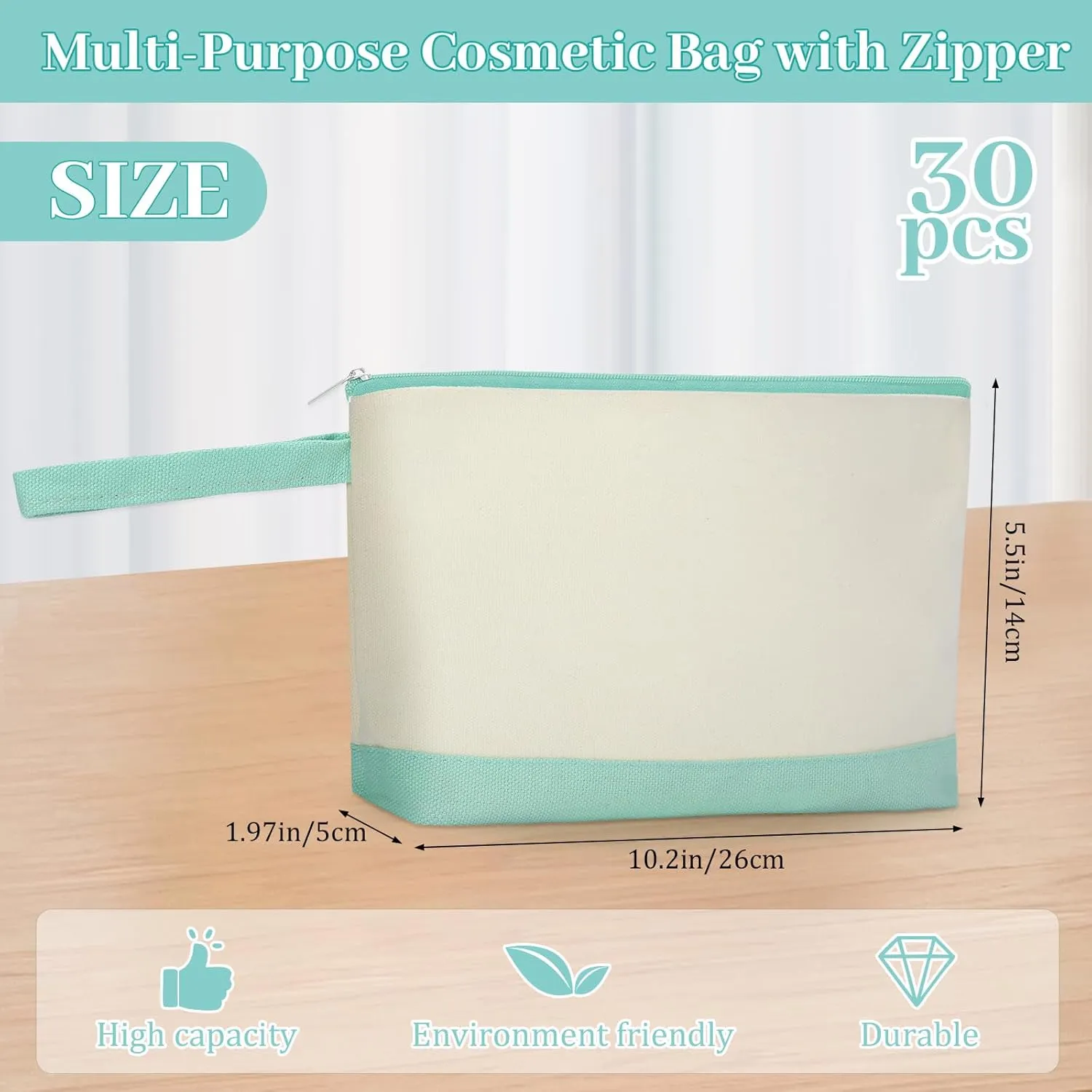 Silkfly 30 Pcs Canvas Makeup Bags Bulk Pencil Case Cotton Cosmetic Pouch with Zipper Bottom Blank Inspirational Travel Pouch Multi Purpose Toiletry Bags for Women(Multicolor,Cute)