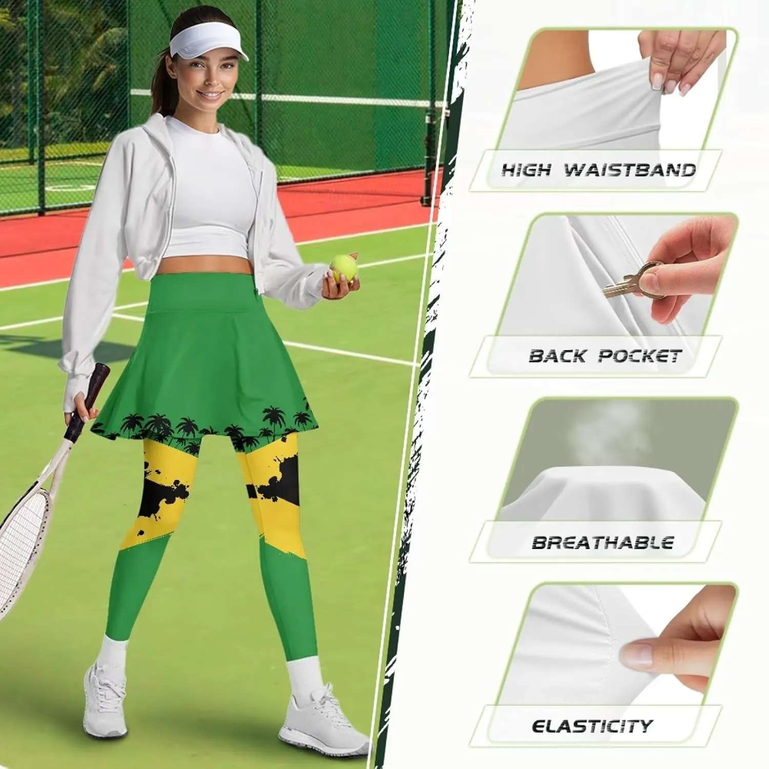 Skirted Leggings for Women Tennis Yoga Pleated Skirt Tummy Control Jogger Skirted Lightweight Pants Gym Leggings